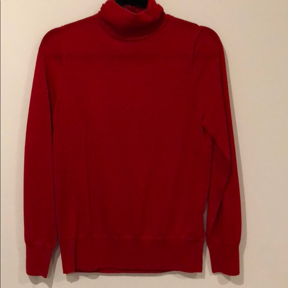 Red log sleeve J Crew turtleneck